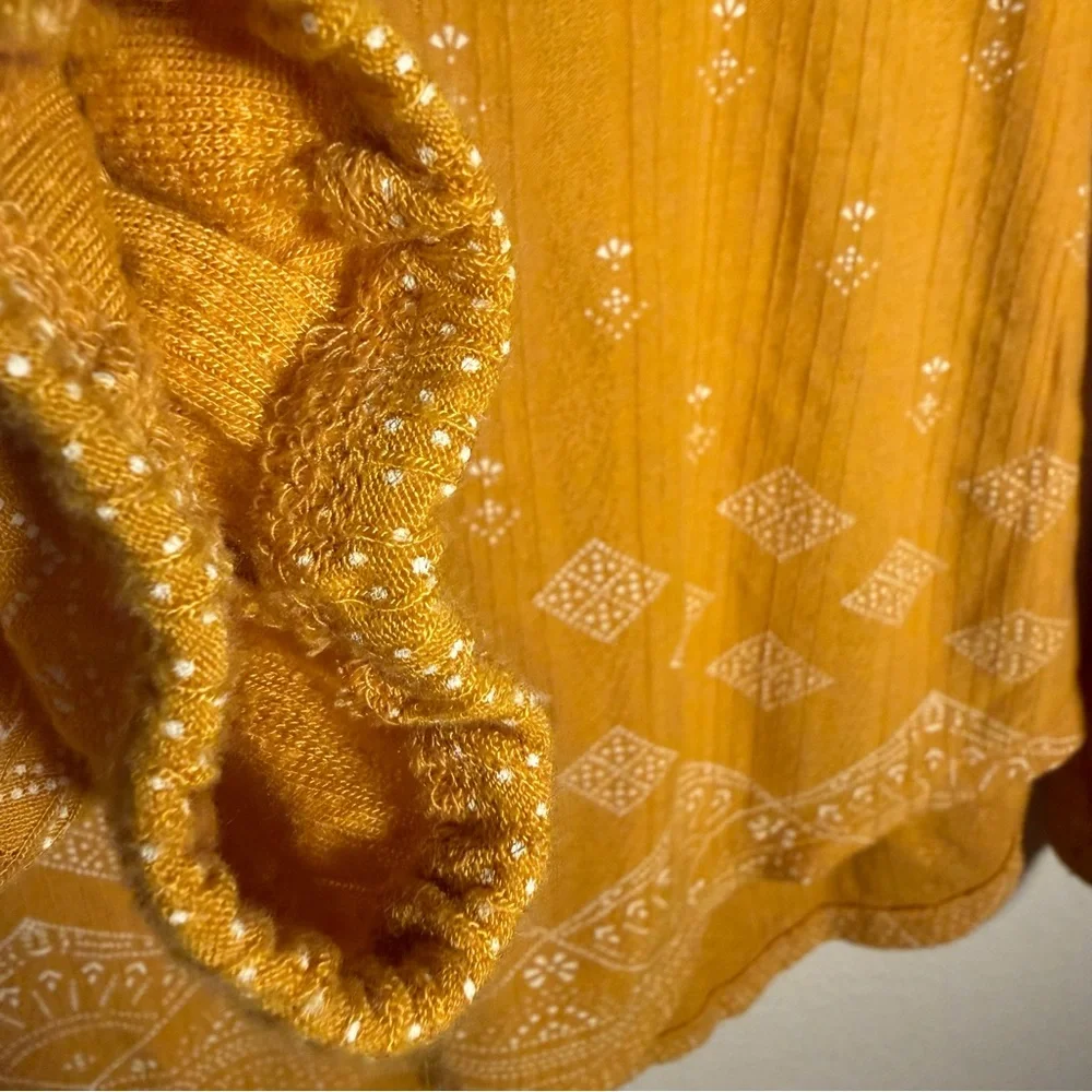Lucky Brand Mustard Yellow Embroidered Boho Tunic - Picture 9 of 14